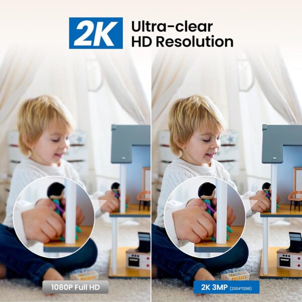 Best 2K Security Camera for Home - Indoor 360° WiFi Camera with Night Vision & Two-Way Audio - Image 3