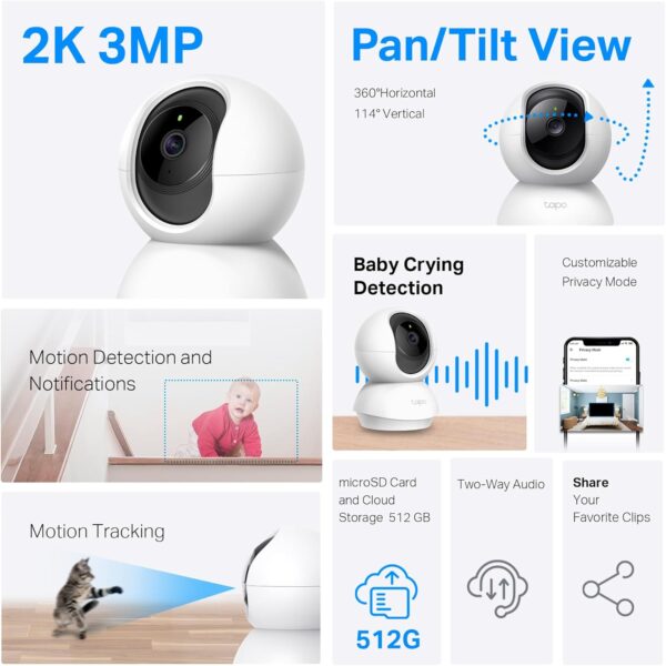 Best TP-Link Tapo 2K Pan/Tilt Security Camera for Baby Monitor & Pet Surveillance – 2-Pack Review - Image 3