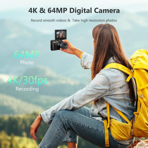 Best 4K Digital Camera for Beginners and Vloggers | 64MP Vlogging Camera with Flip Screen - Image 2