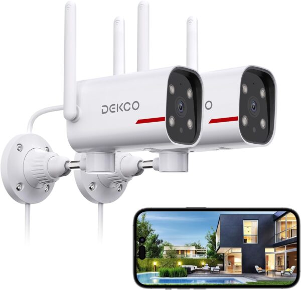 DEKCO 2K Outdoor Security Camera Review – Affordable 2-Pack with 180° Pan & Night Vision