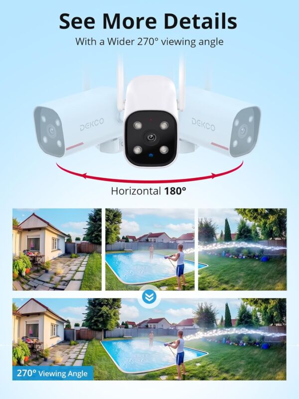 DEKCO 2K Outdoor Security Camera Review – Affordable 2-Pack with 180° Pan & Night Vision - Image 2